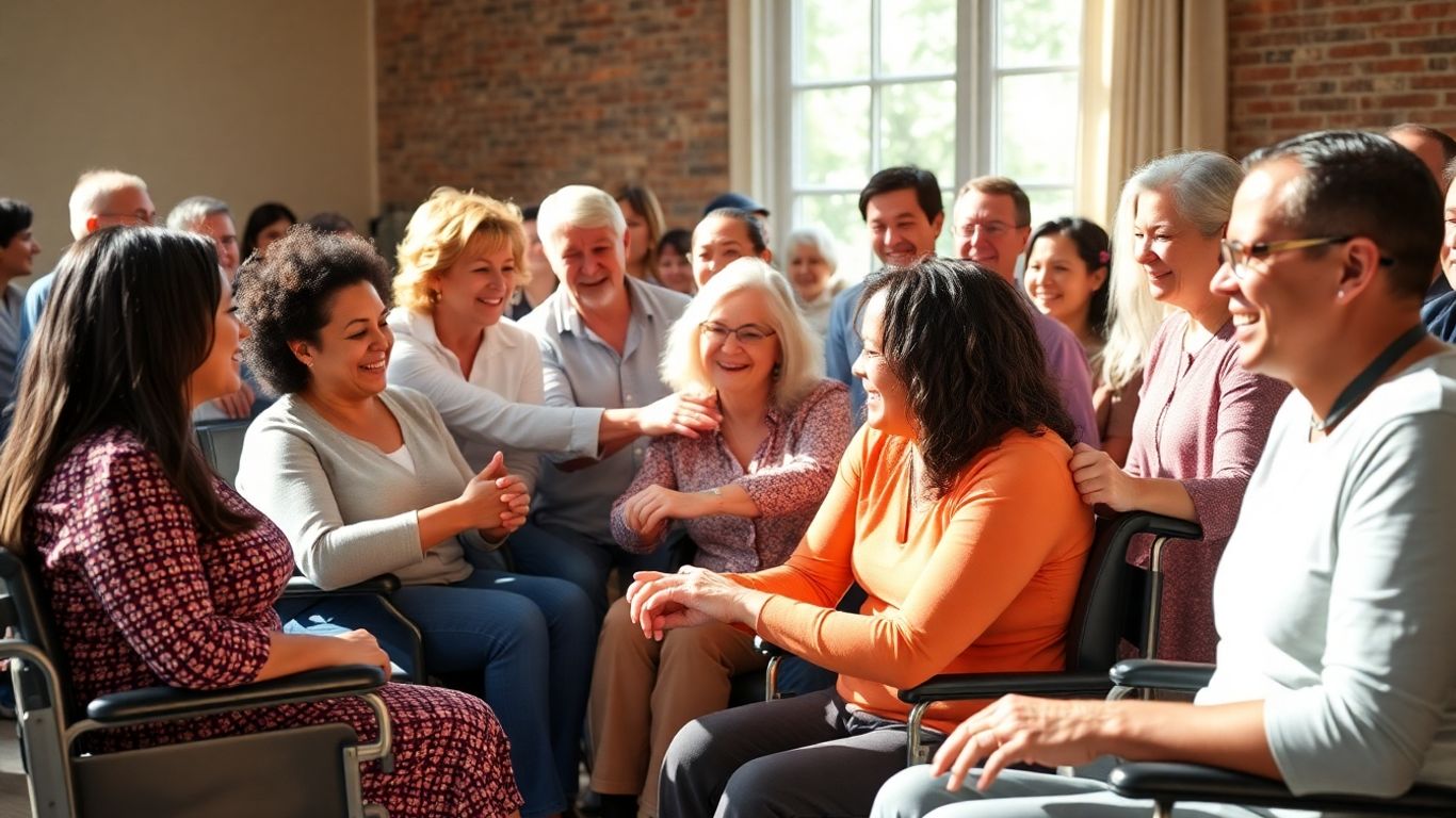 People supporting spinal cord injury survivors in a community setting.