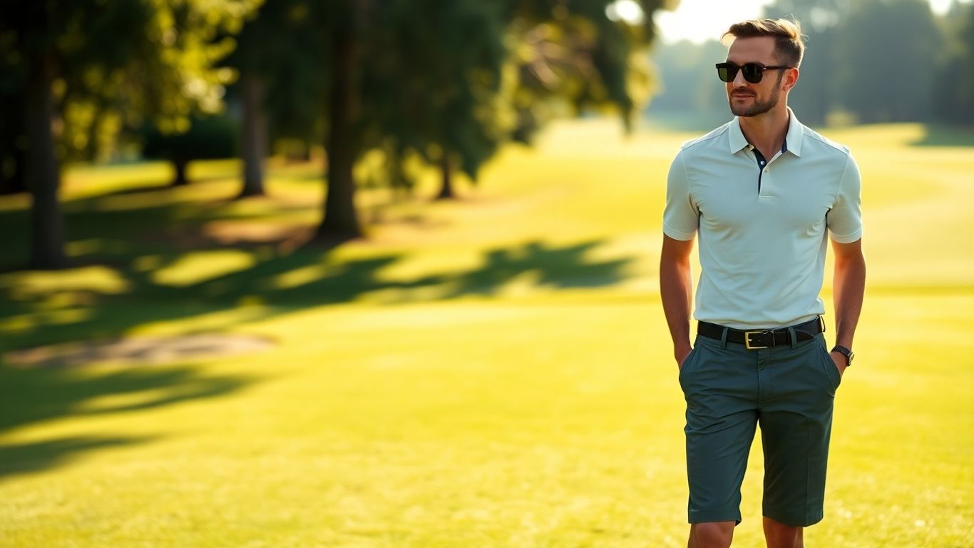 Golfer in versatile outfit from course to dinner.