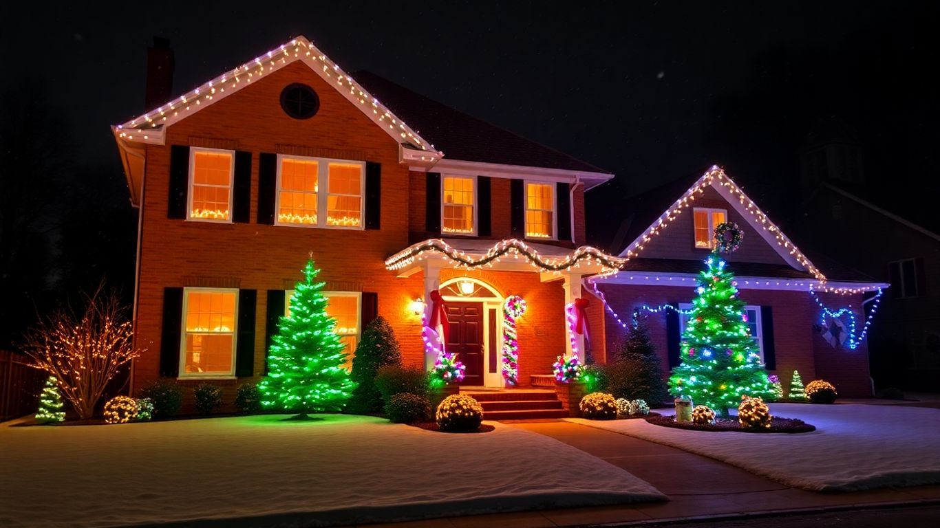 Ballwin house with permanent Christmas lights.