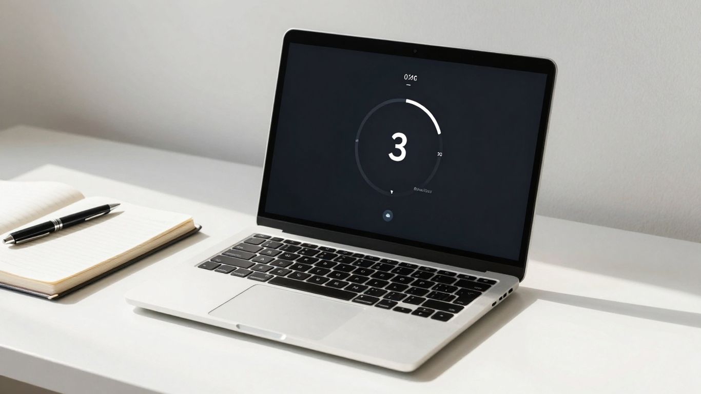 Productivity timer on a laptop screen.