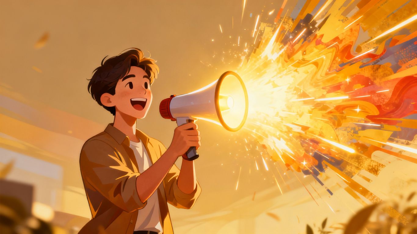 Startup founder celebrating a press release breakthrough.