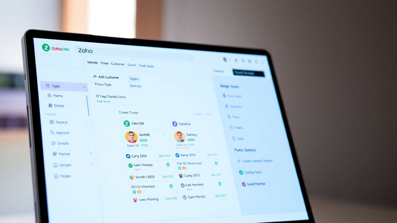 Zoho CRM software interface with customer data