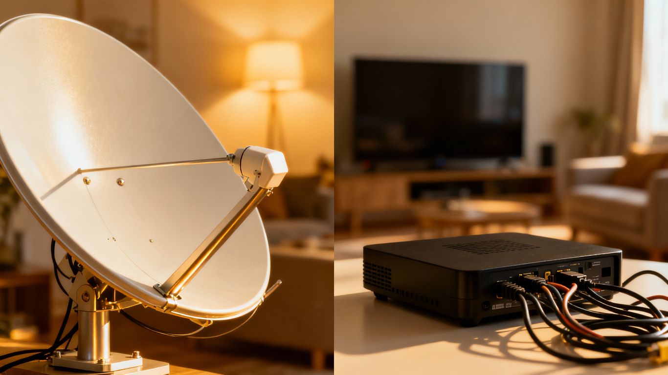 Satellite dish versus cable box comparison