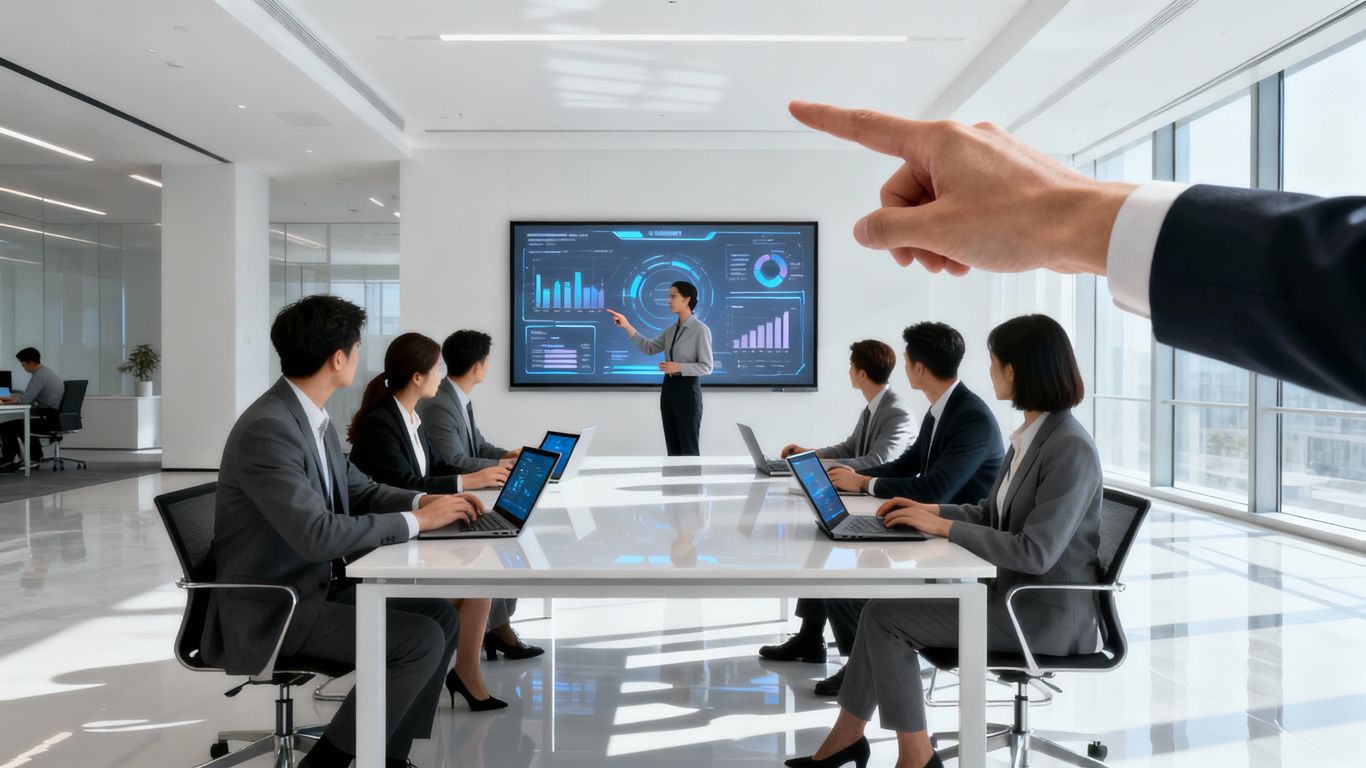 Business team with IT consultant in modern office