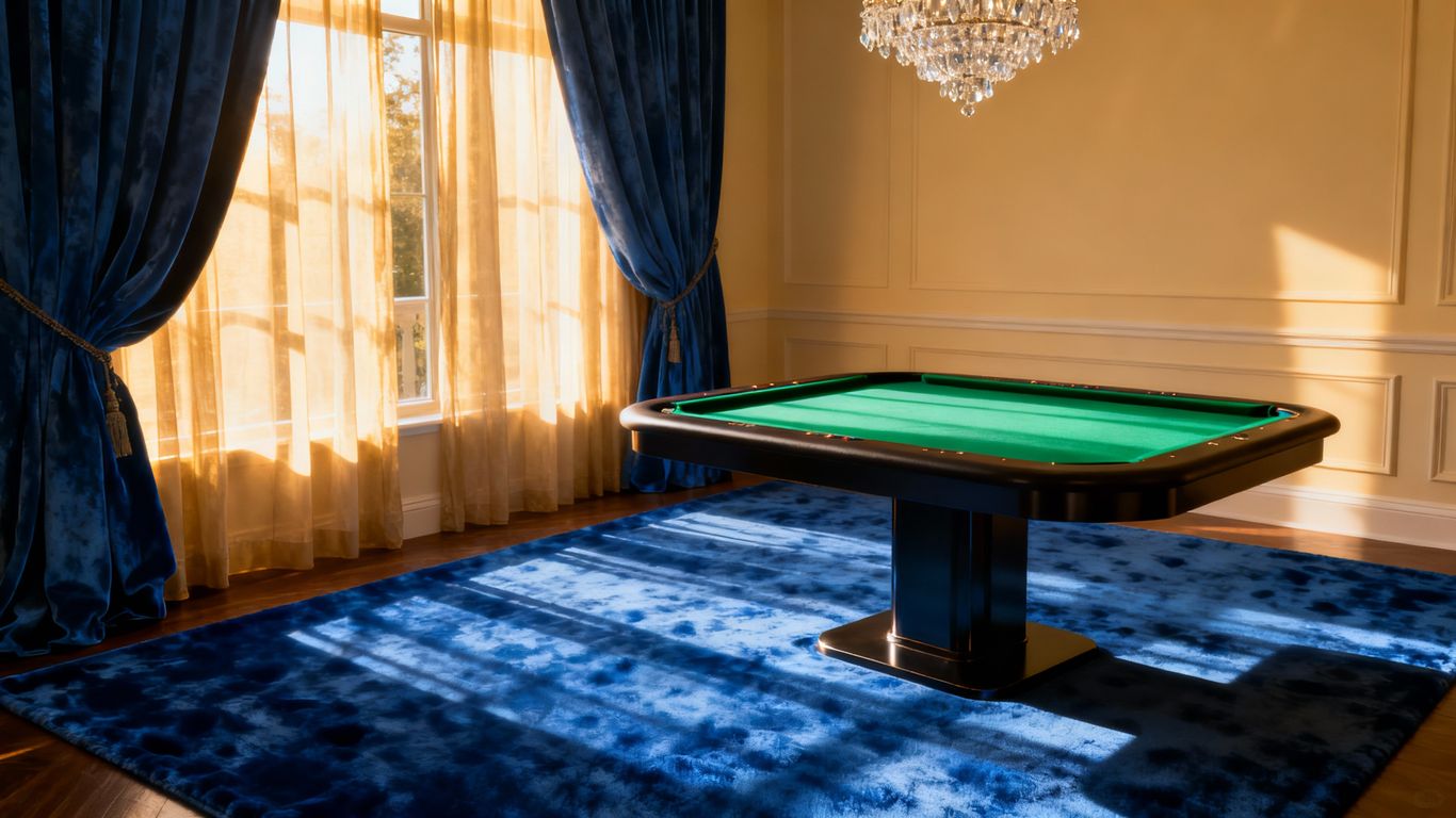 地毯和桌子上的绿色毛毡