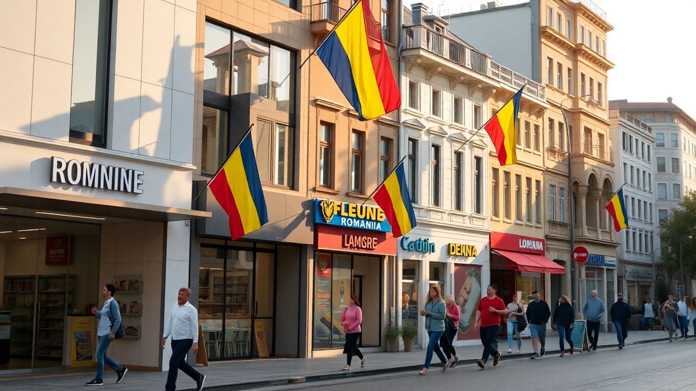 Magazine românești de succes pe o stradă aglomerată