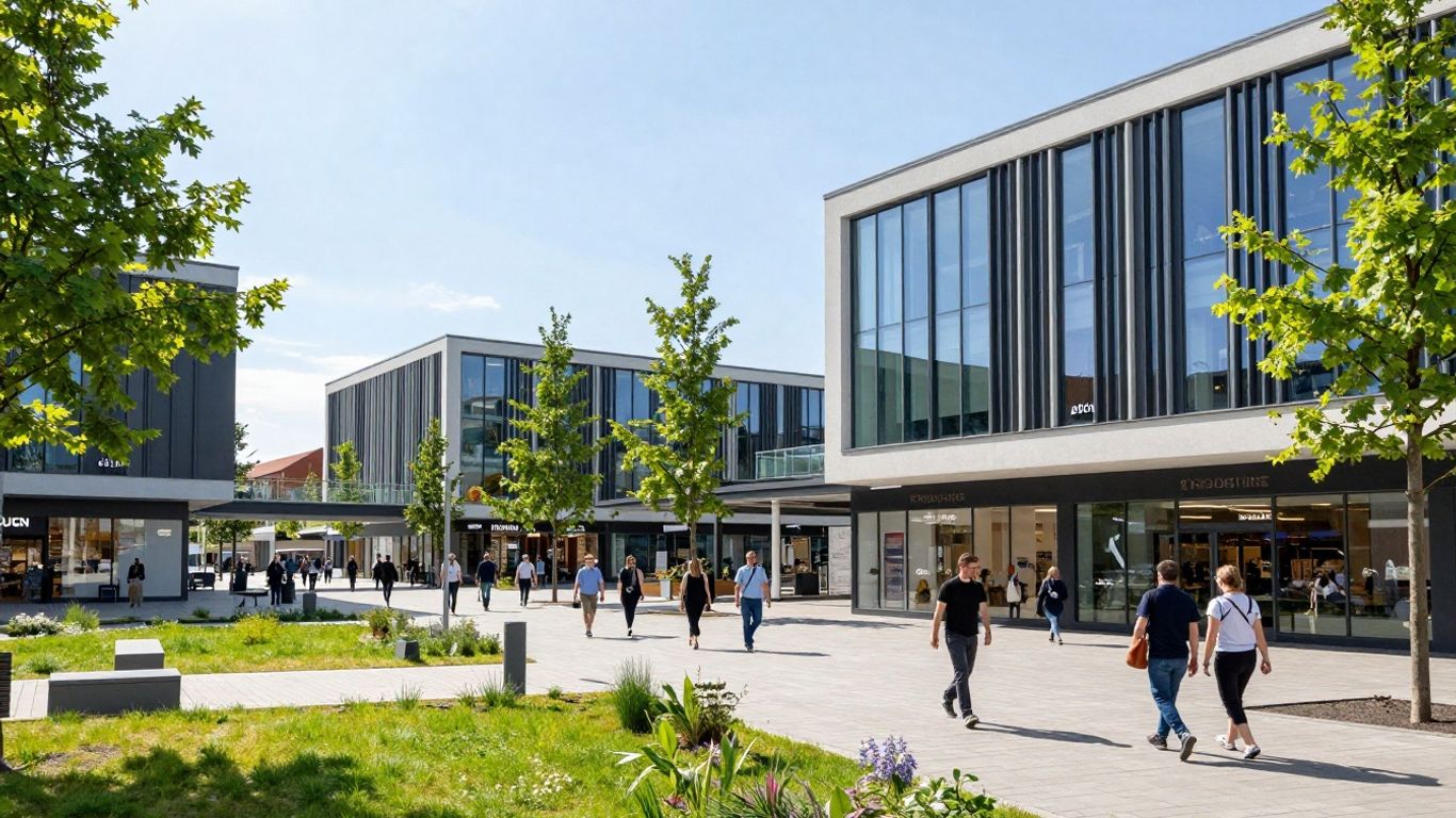 Rhein-Ruhr-Zentrum Mülheim mit Geschäften und Menschen