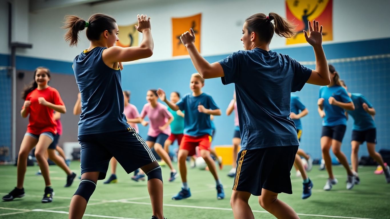 Schüler bei einer sportlichen Übung im Unterricht
