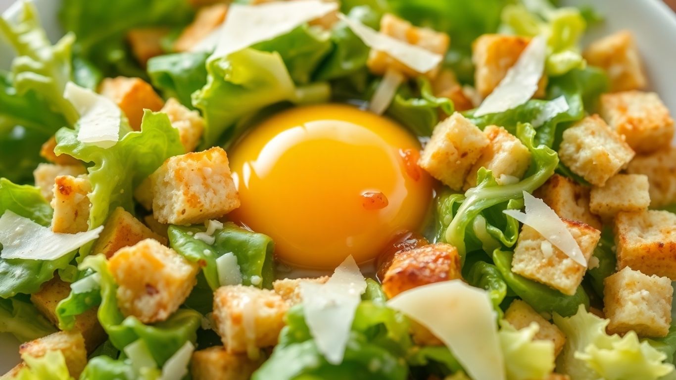 Classic Caesar salad with romaine, croutons, Parmesan, and egg.