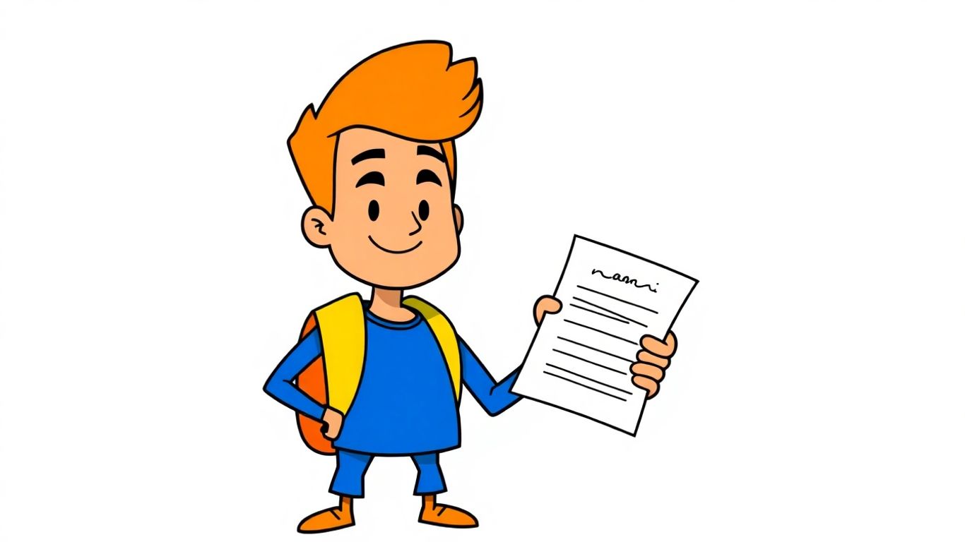 Student holding loan document with confidence.