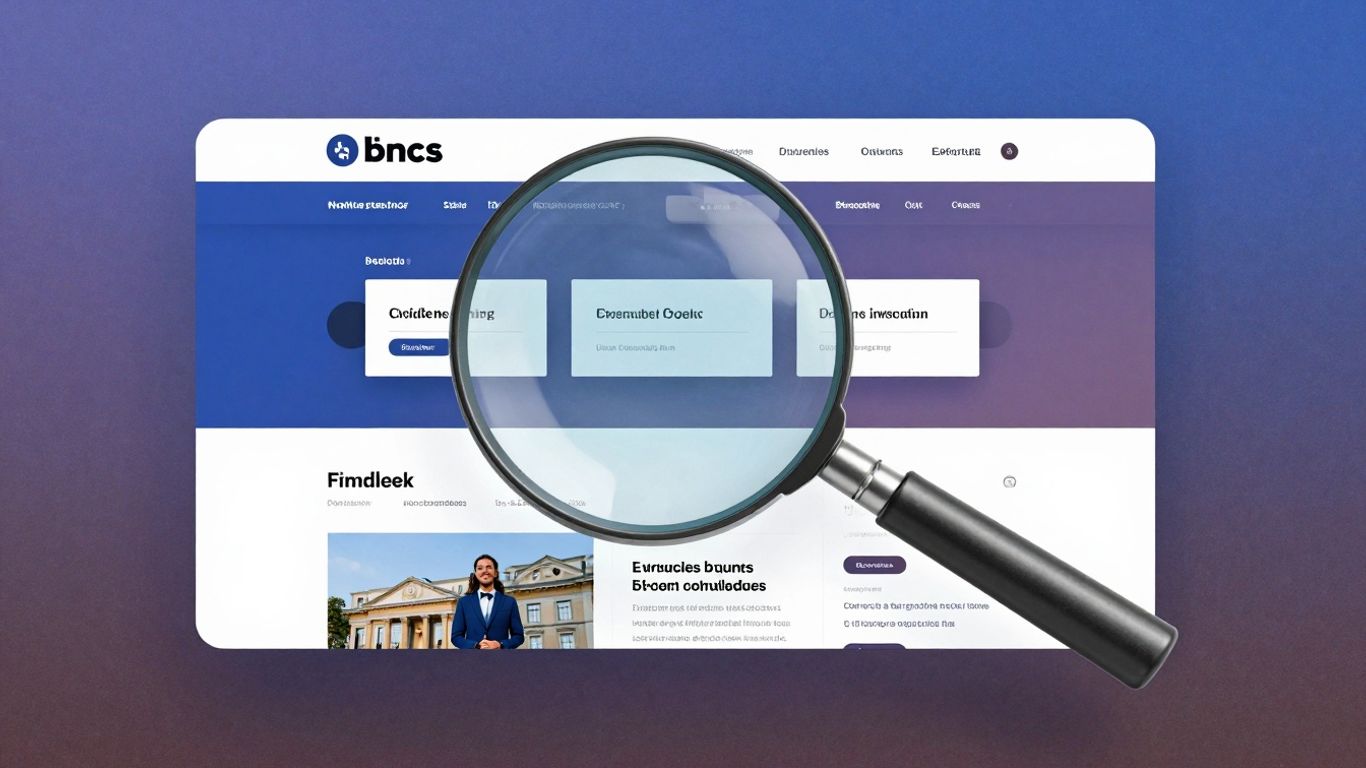 Magnifying glass over website design elements