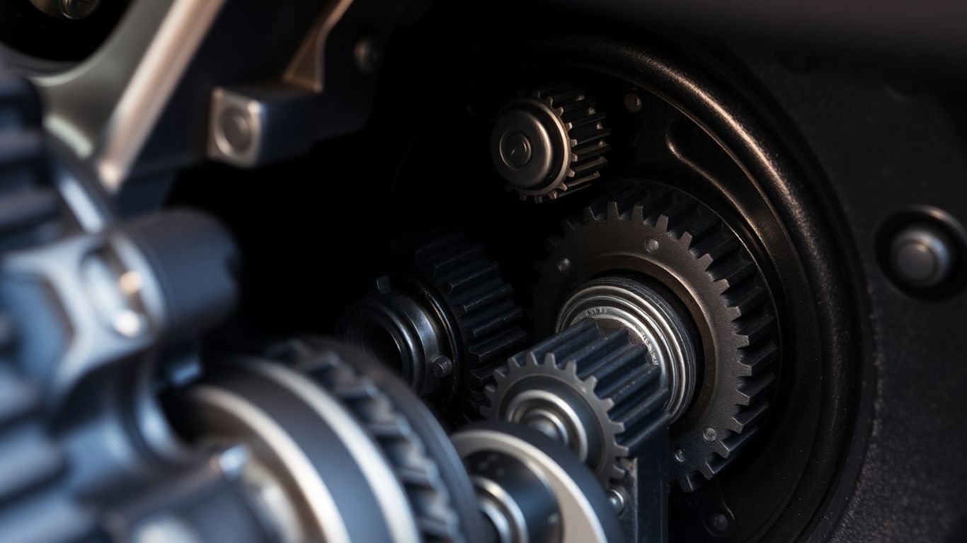 Close-up of an automatic car gearbox interior.