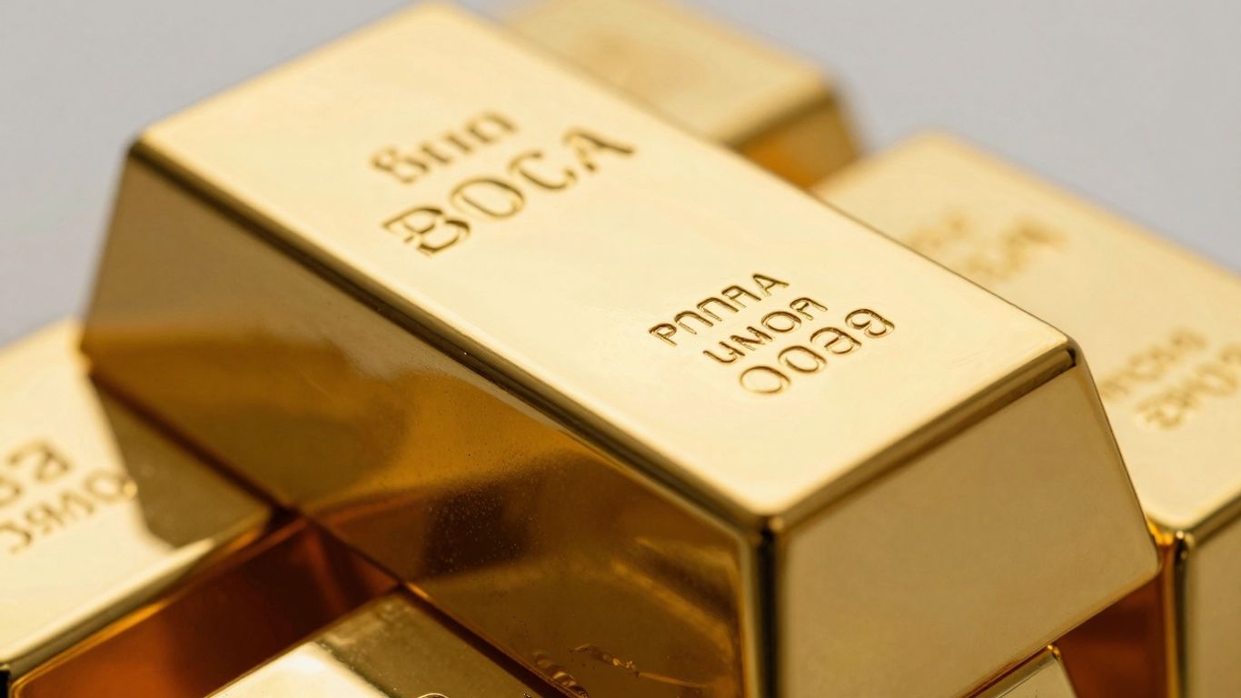 Barre d'or brillante, symbole de valeur refuge.