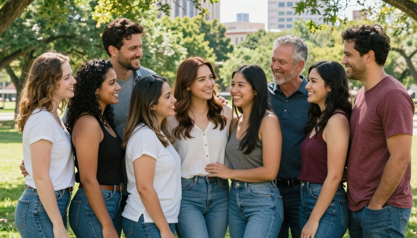Attractive couples enjoying a romantic day in Fort Worth, Texas.