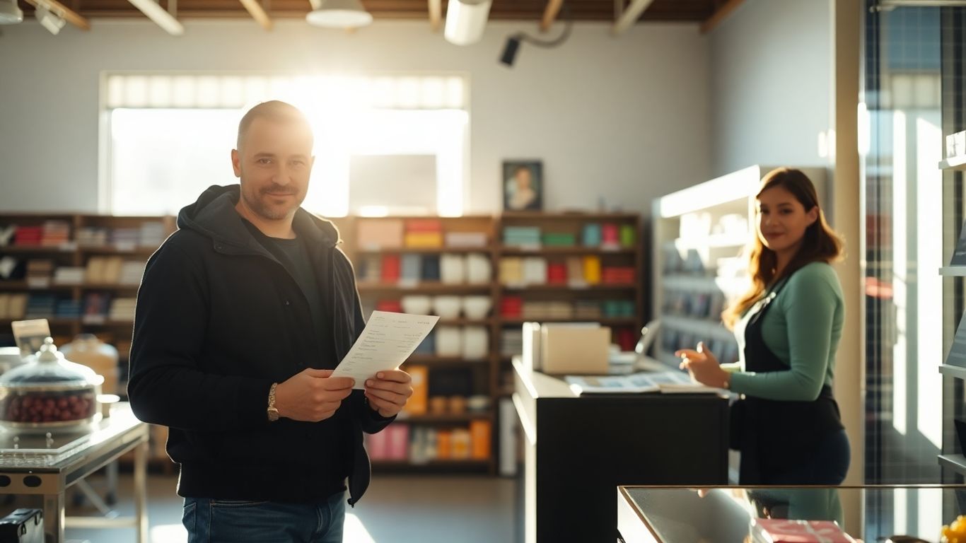 Customer returning item with receipt to store employee.