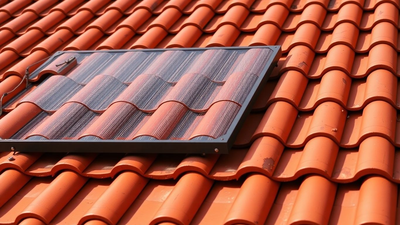 Panneau solaire couleur tuile sur toiture traditionnelle
