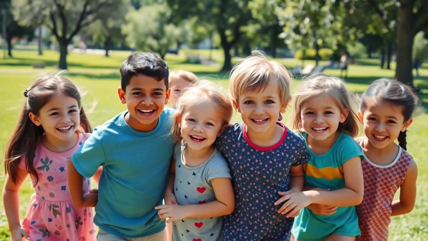 Children playing together in a park