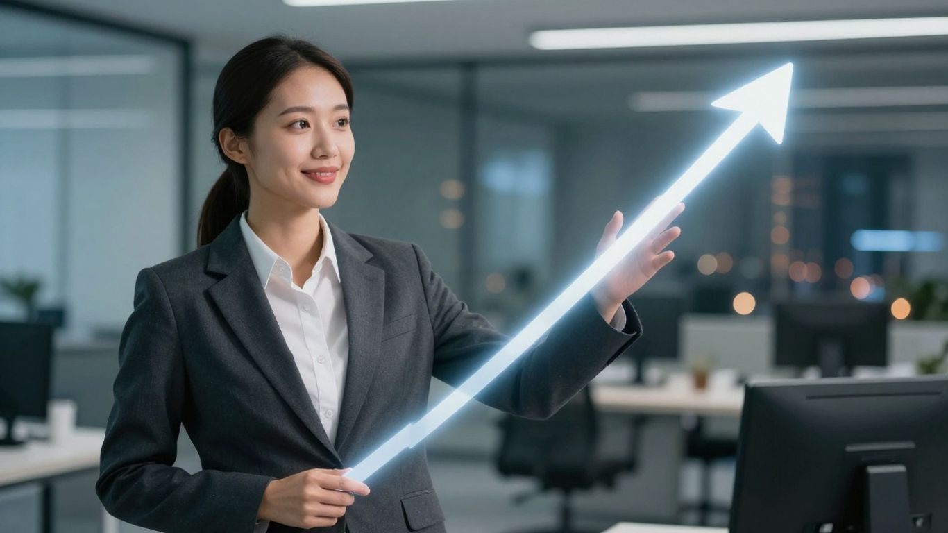 Consultant guiding upward growth path