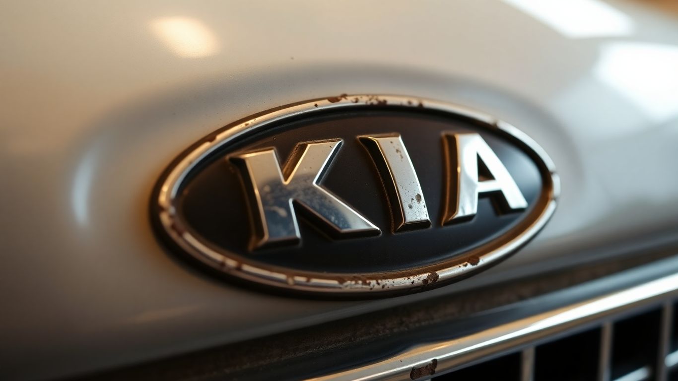 Rare Kia emblem, close-up photographic detail.