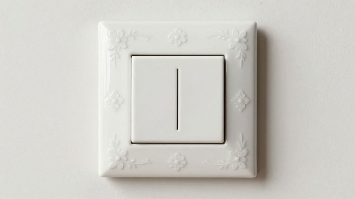 Elegante cubierta de interruptor de luz de porcelana con grabados florales.