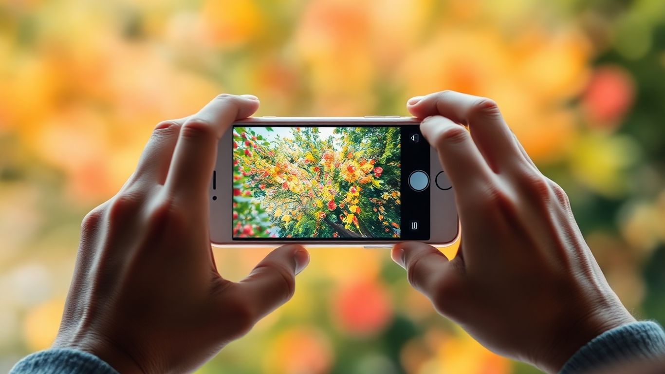 Smartphone displaying a professional photograph