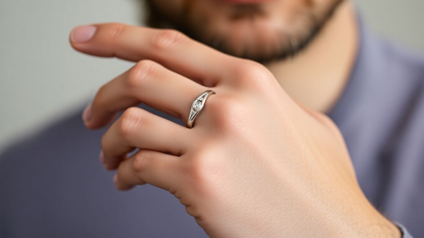 Man's hand with engagement ring