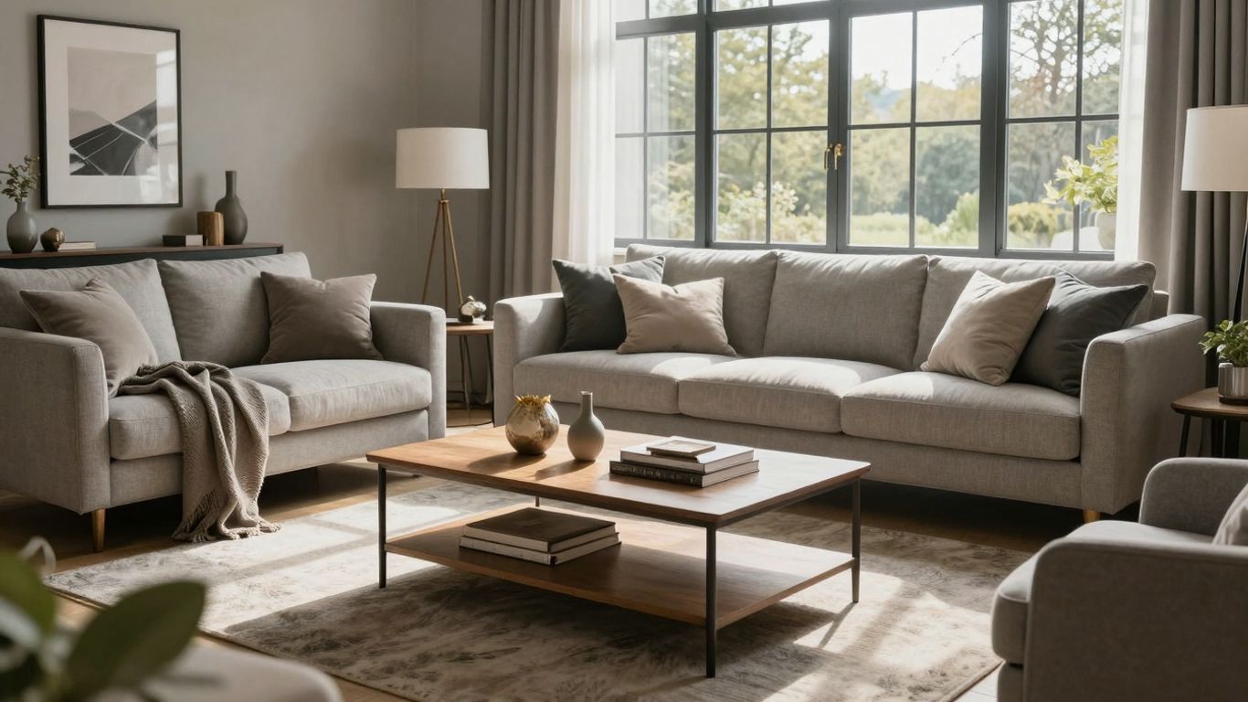 Modern Airbnb living room with stylish furniture.