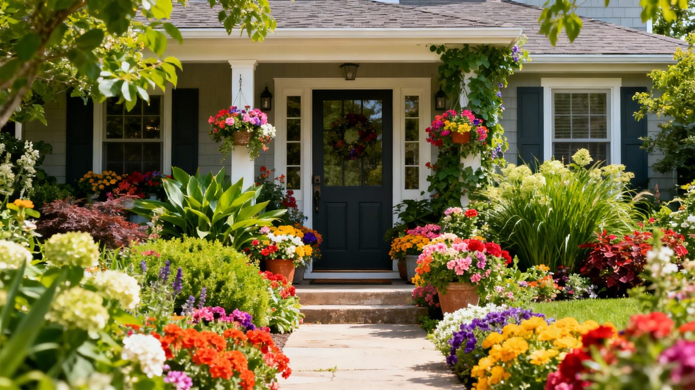 Beautiful home garden with seasonal flowers.