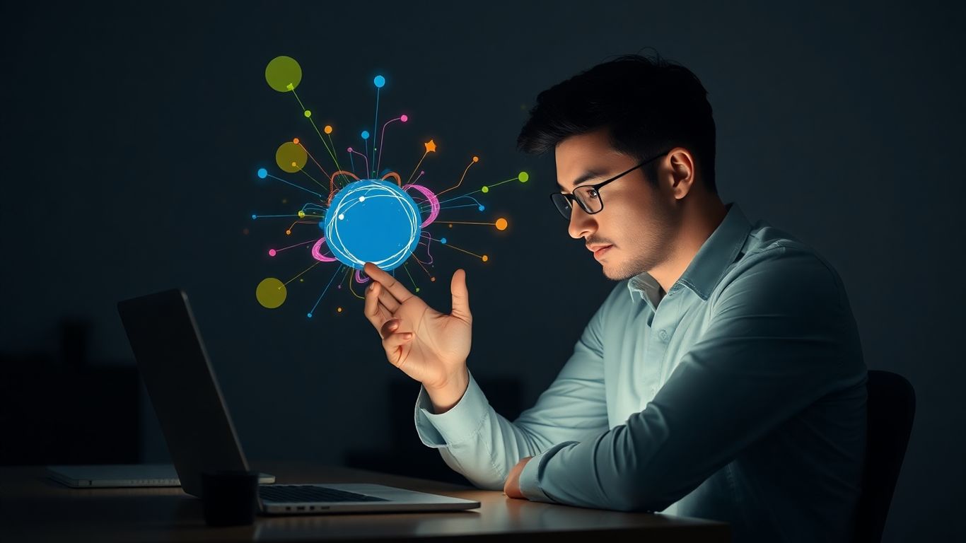 Creative ideas flowing from a laptop screen.