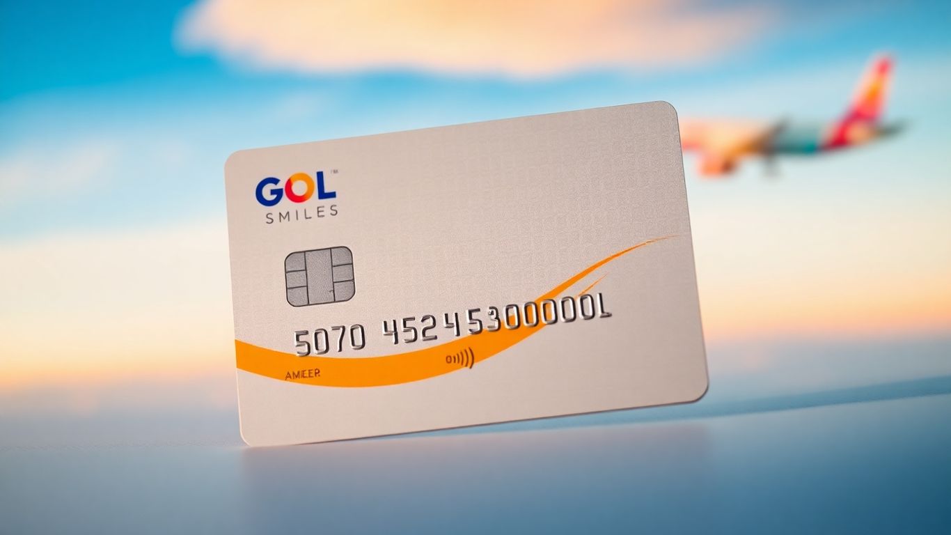 Cartão GOL Smiles com logo da GOL e detalhes de milhas
