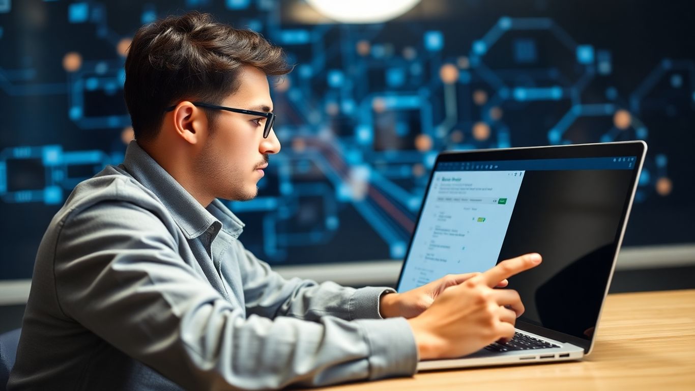 Person taking an online PTE practice test on a laptop.