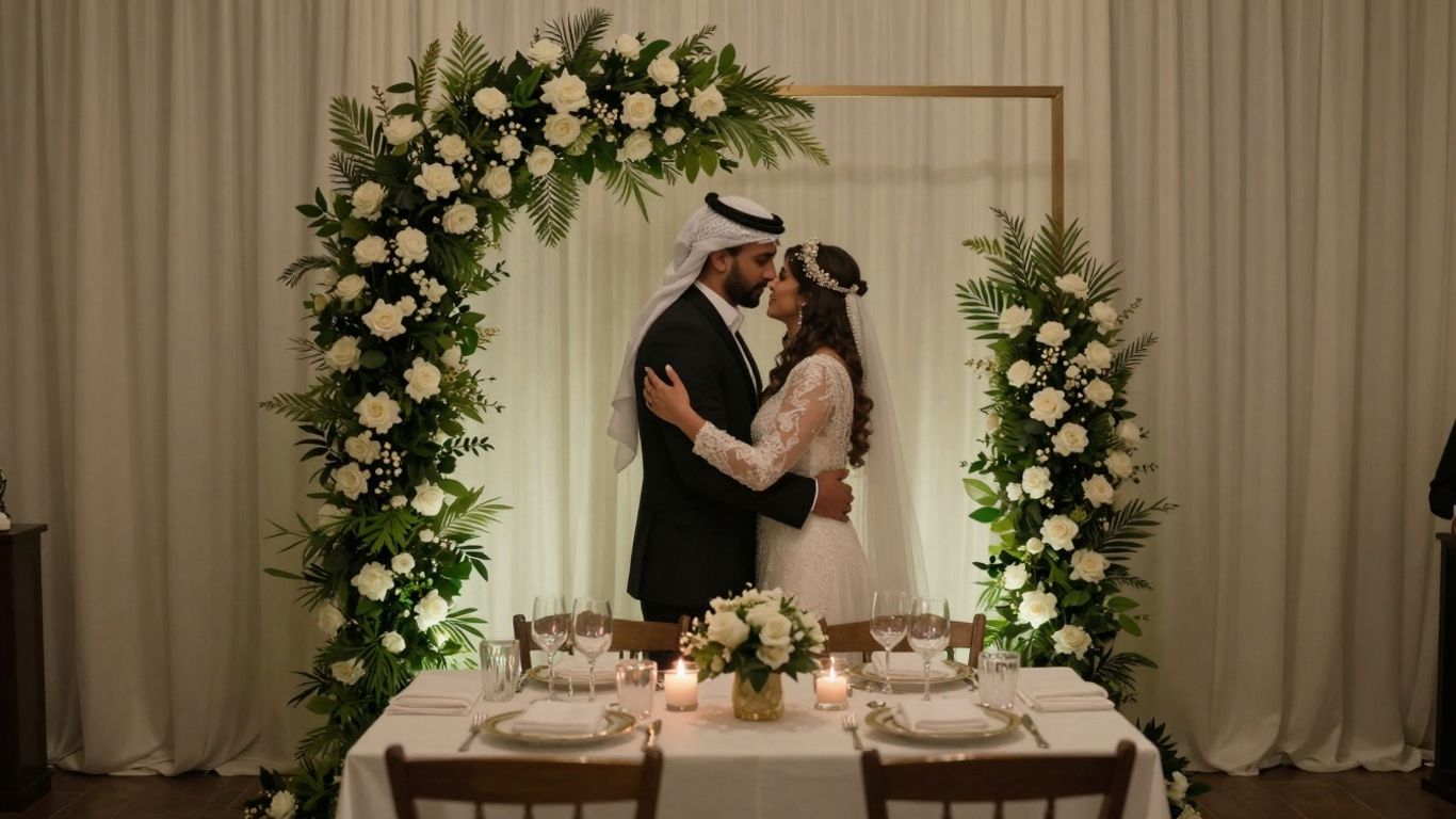 Couple at an intimate micro wedding venue in Dallas.