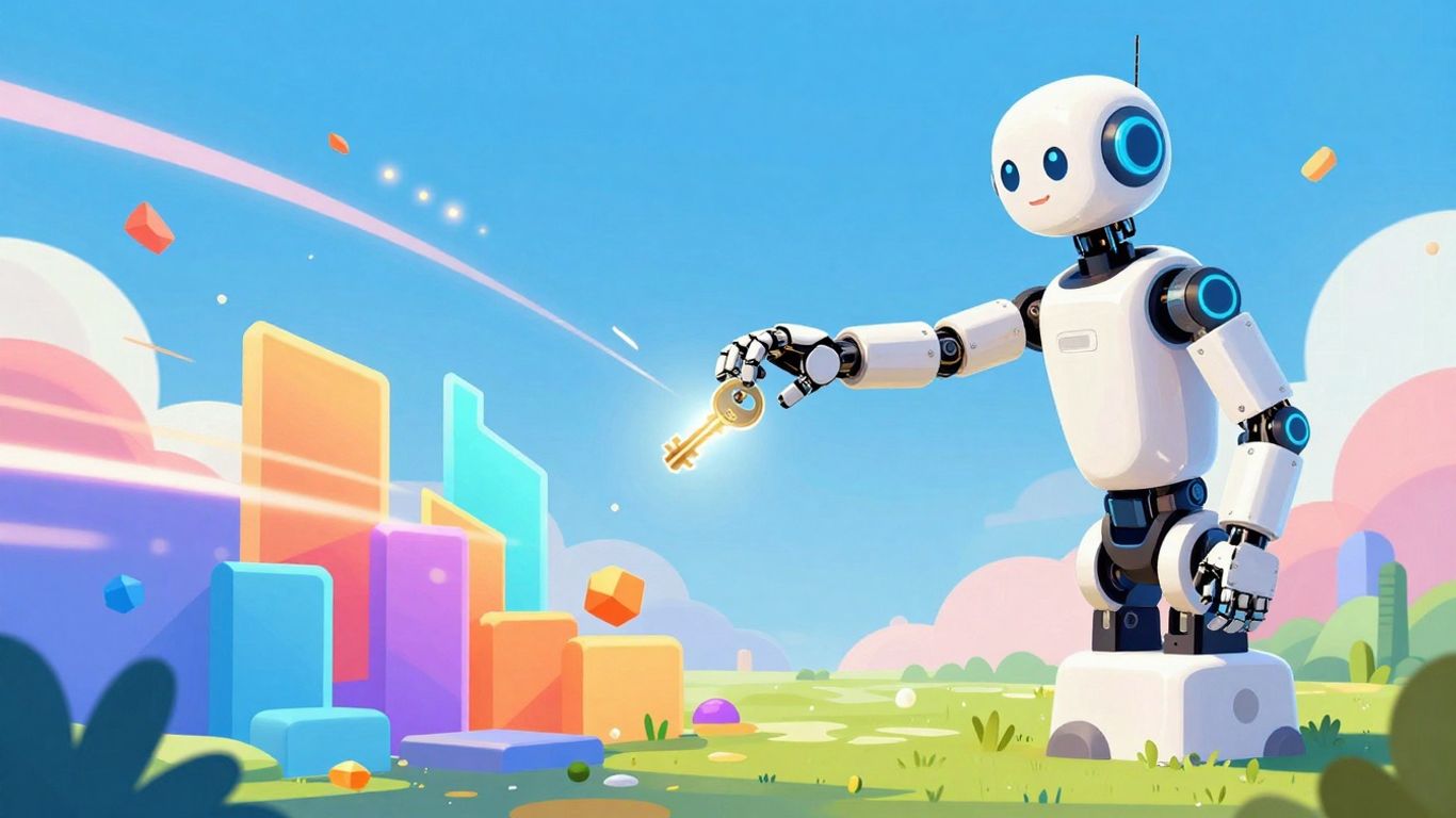 AI robot arm unlocking digital growth and customer success.