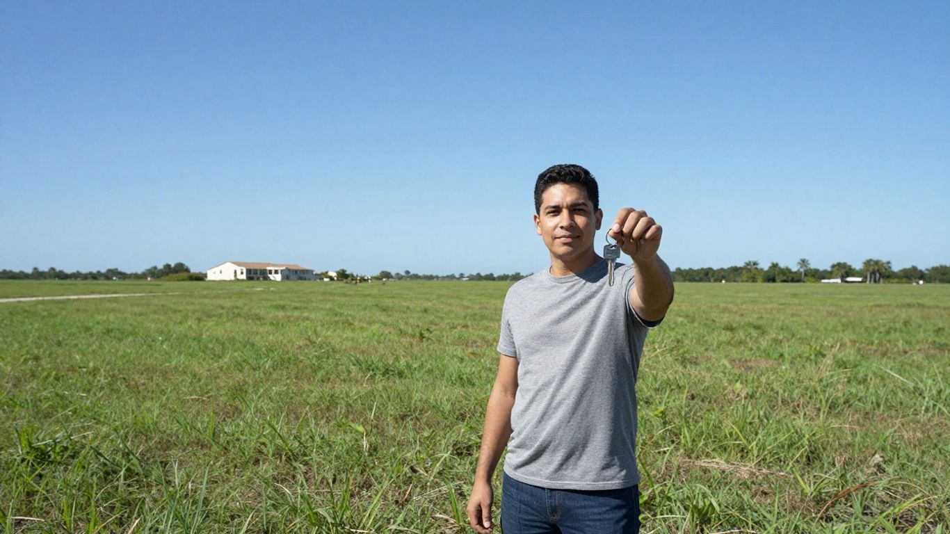 Person holding keys on Florida land.