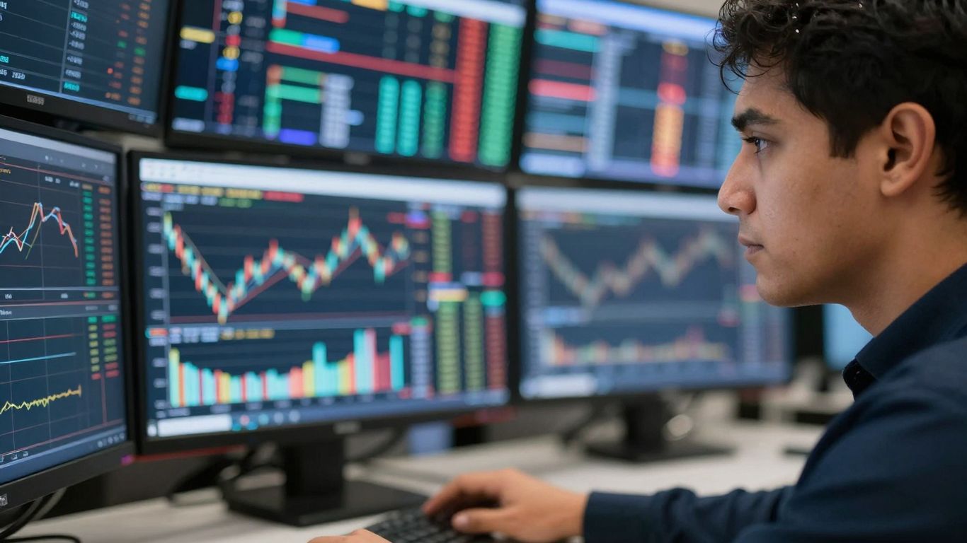Personne étudiant les marchés financiers pour une formation trading.