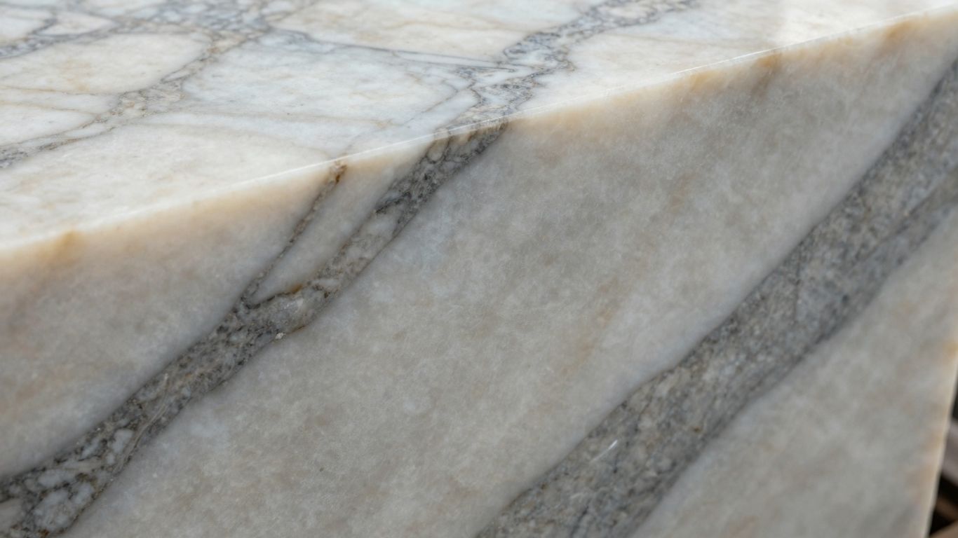 Polished dolomite marble slab with grey veining.