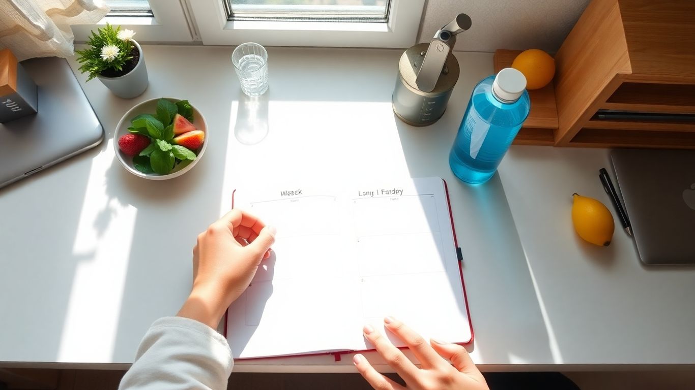 Woman planning a healthy weight loss timetable.
