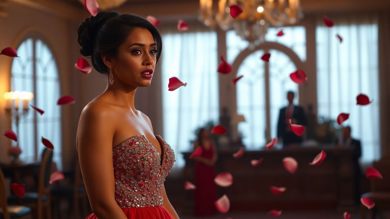 Reality dating show drama with roses and mansion