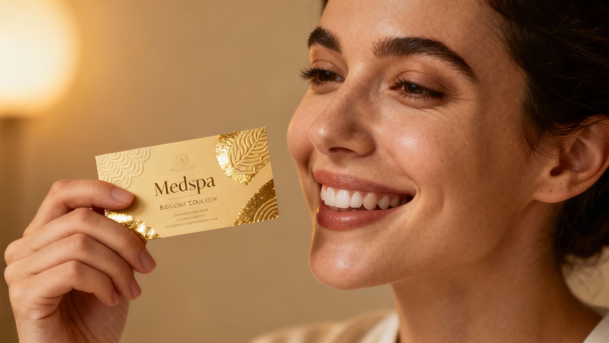 Client holding a medspa coupon