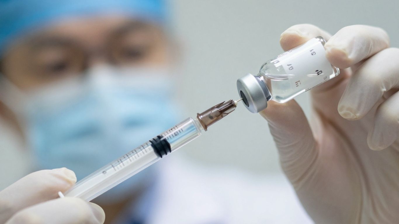 Syringe with B12 liquid for injection.