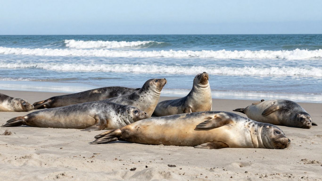 Zeehonden rustend op het strand van Scheveningen.