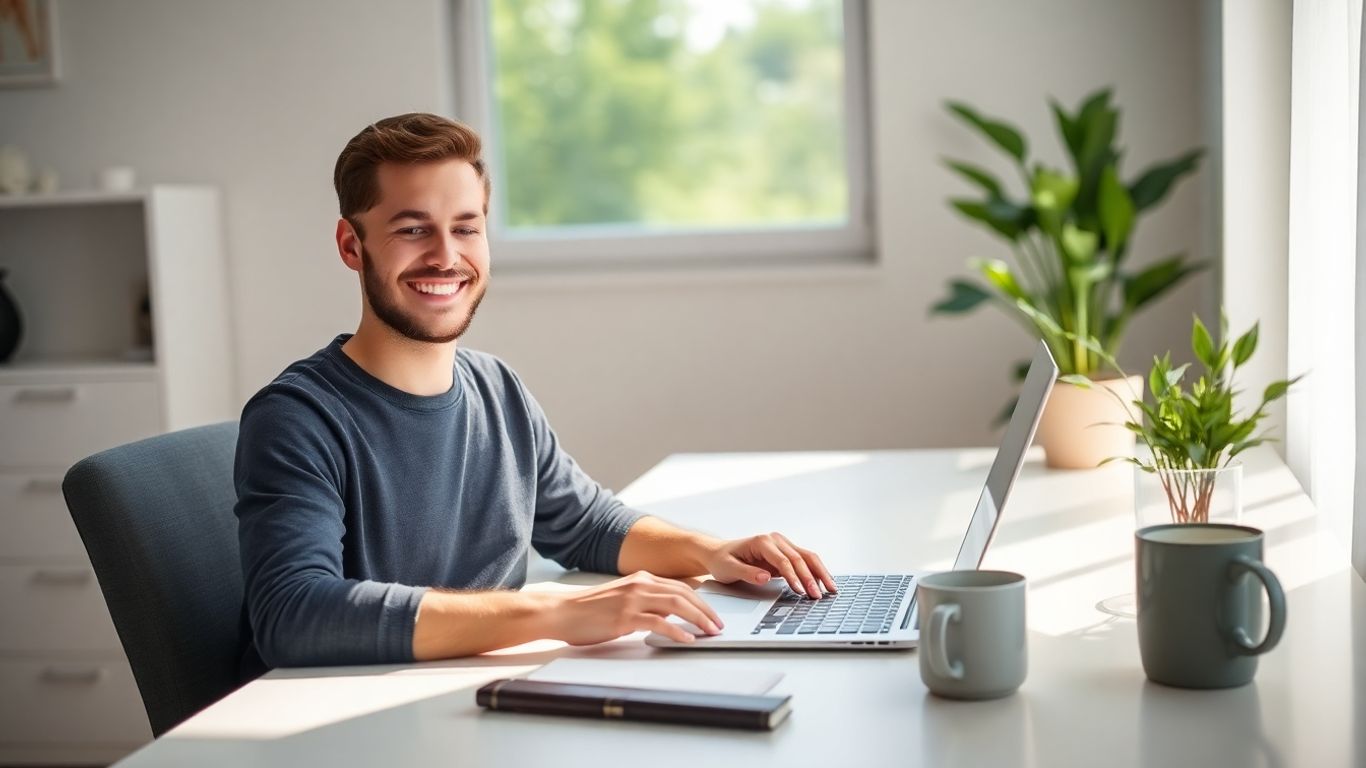Person working from home on a laptop in Australia.