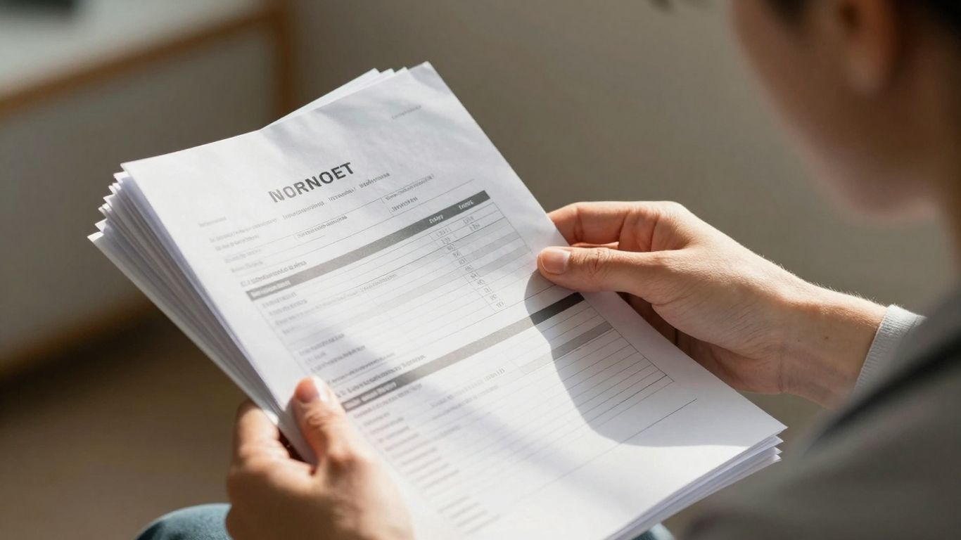 Person reviewing health insurance costs and documents.