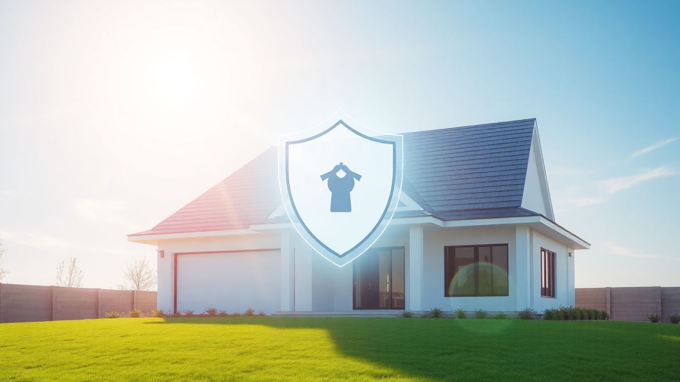 Casa protegida por un escudo de seguro.