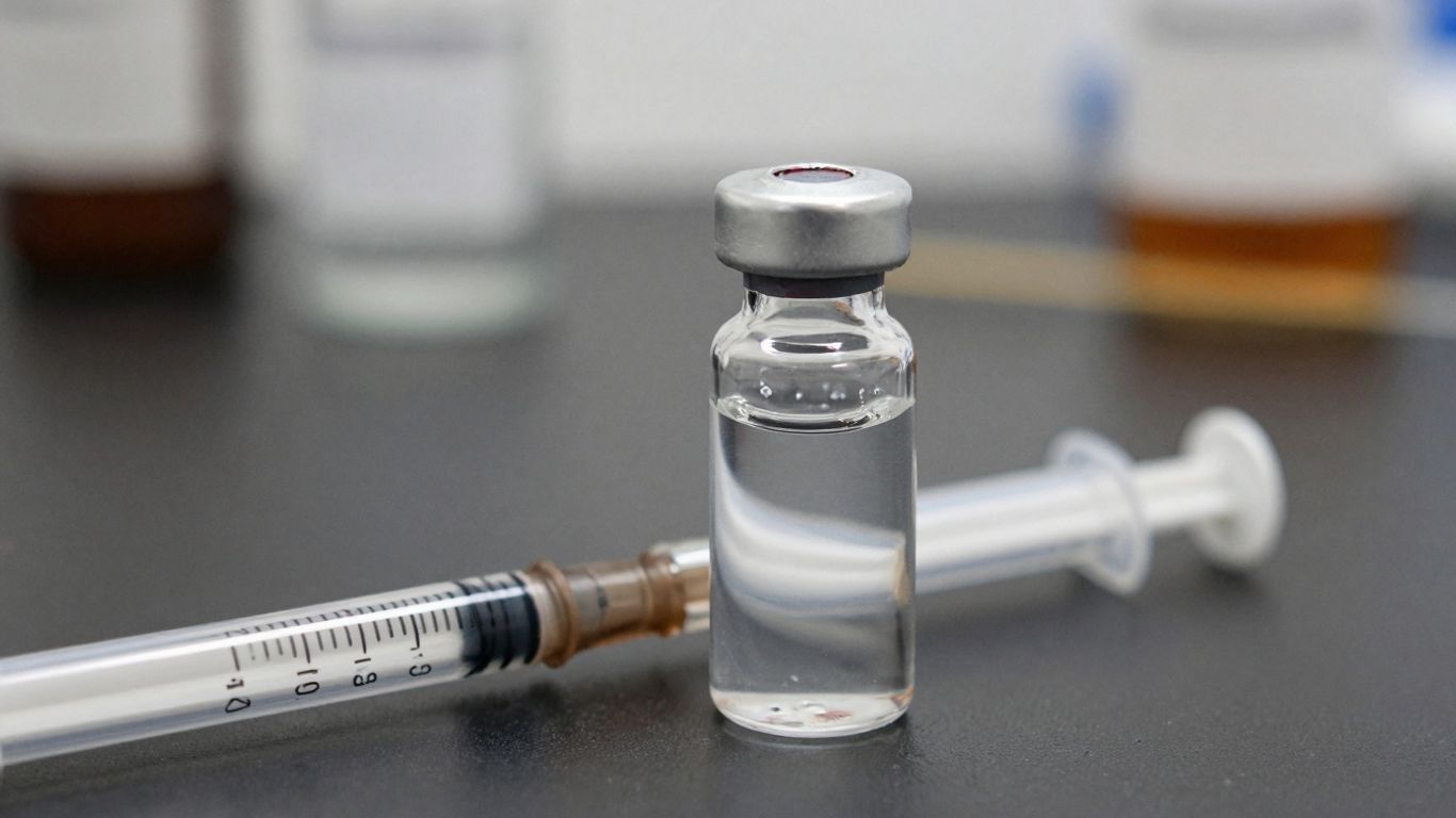 Medical vial and syringe for testosterone enanthate.