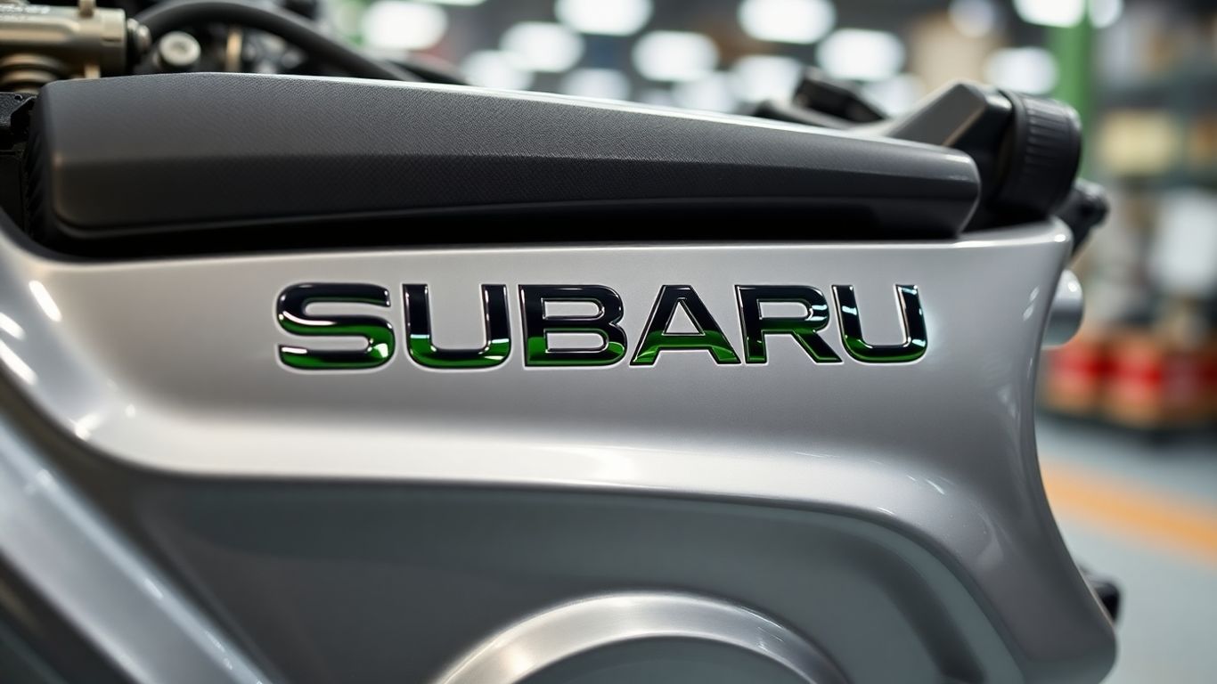 Subaru recycled auto part with green accents.