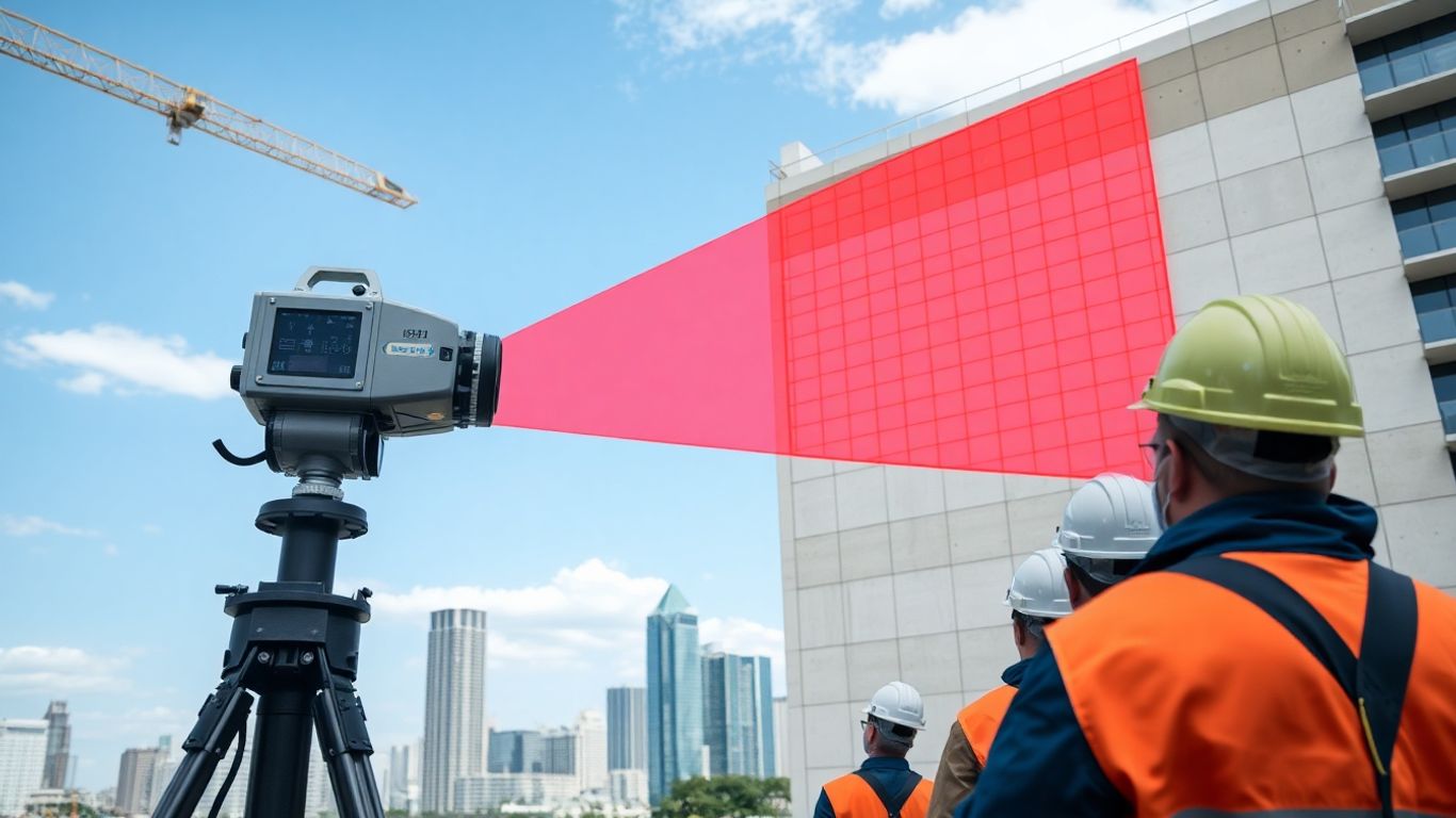 Laser scanner on Houston construction site.