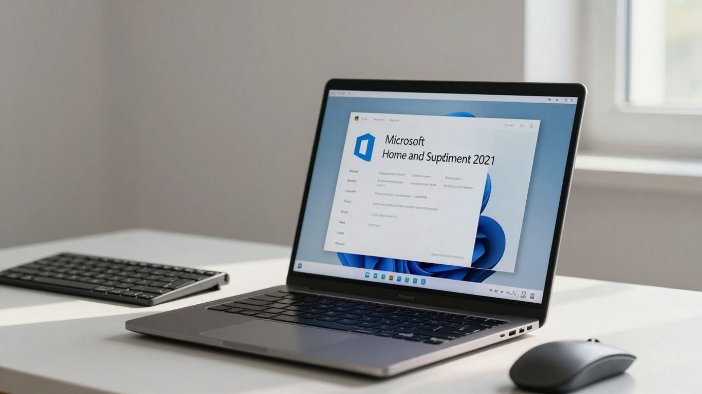 Pantalla de Office Home and Student 2021 en un portátil.