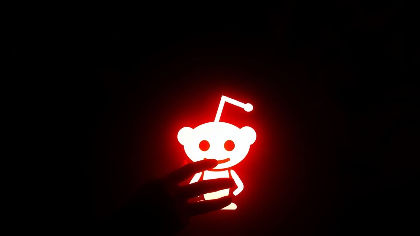 Reddit logo with a shadowy figure behind it.