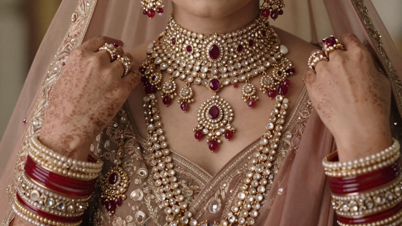 Bride in exquisite bridal jewellery set with cultural influences.